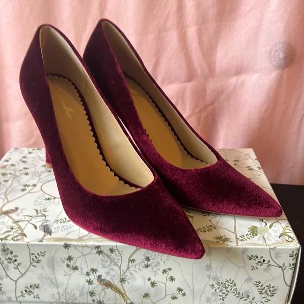 Antonio Melani Nicola Bathie Velvet Heels Cabernet Size 8